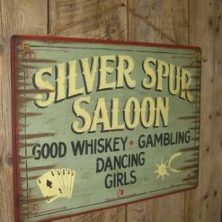 OutWest Shop Wall Sign Saloon: Silver Spur Saloon Decor
