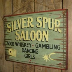OutWest Shop Wall Sign Saloon: Silver Spur Saloon Decor