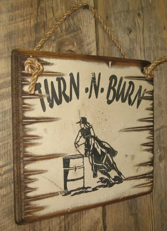 OutWest Shop Decor Wall Sign Barn: Horses Turn N Burn 4 OutWest Shop Decor Wall Sign Barn: Horses Turn N Burn