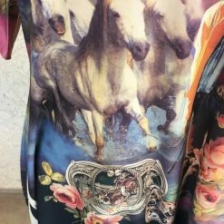 Fantazia Apparel Collection Tops: 3/4 Sleeve Tunic Silver Cowgirl