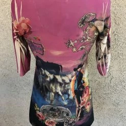 Fantazia Apparel Collection Tops: 3/4 Sleeve Tunic Silver Cowgirl