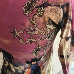 Fantazia Apparel Collection Tops: 3/4 Sleeve Tunic Silver Cowgirl