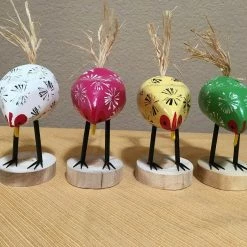 Edith Herbert John Folk Art Navajo Hand Carved Small Pecking Chickens