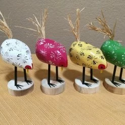 Edith Herbert John Folk Art Navajo Hand Carved Small Pecking Chickens