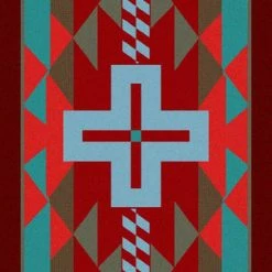 American Dakota Textiles Decor Trader Collection: Rustic Cross Sunset Area Rugs