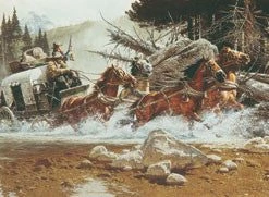 TXLC Custom Tile Western Art Tile: Artist Frank McCarthy "The Fording"