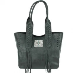 American West Handbags American West Handbag Mohave Collection: Leather Small Zip Top Tote With Fringe