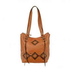 American West Handbags Ladies' American West Handbag Tribal Weave Collection: Leather Zip Top Bucket Tote
