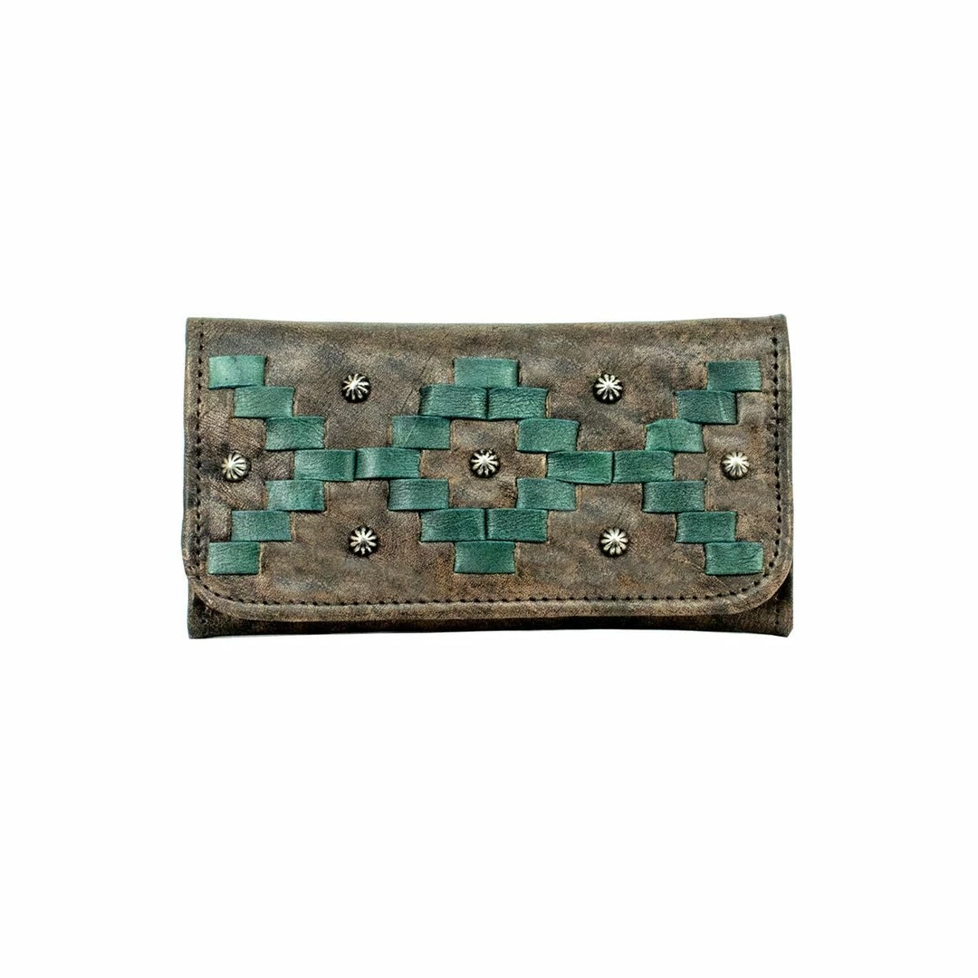 American West Handbags Ladies' American West Handbag Tribal Weave Collection: Leather Tri-Fold Western Wallet 5 American West Handbags Ladies' American West Handbag Tribal Weave Collection: Leather Tri-Fold Western Wallet
