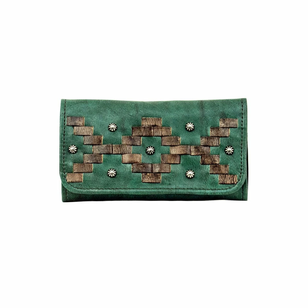 American West Handbags Ladies' American West Handbag Tribal Weave Collection: Leather Tri-Fold Western Wallet 4 American West Handbags Ladies' American West Handbag Tribal Weave Collection: Leather Tri-Fold Western Wallet