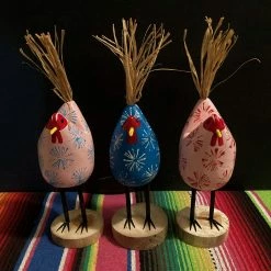 Edith Herbert John Folk Art Navajo Hand Carved Small Standing Chickens