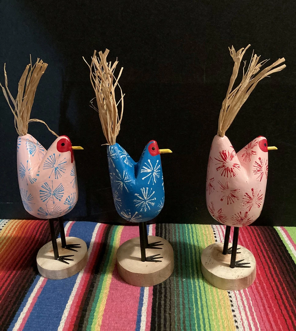 Edith Herbert John Folk Art Navajo Hand Carved Small Standing Chickens 6 Edith Herbert John Folk Art Navajo Hand Carved Small Standing Chickens