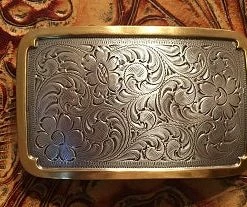 OutWest Shop Accessory: Rectangle Silver And Gold Trophy Buckle Ladies'