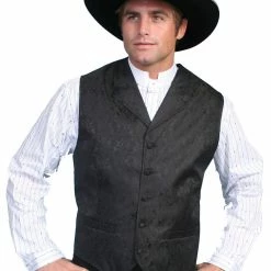 Scully Leather Company Men's Western Vest Collection: Rangewear Paisley Notched Lapels