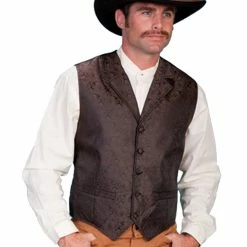 Scully Leather Company Men's Western Vest Collection: Rangewear Paisley Notched Lapels