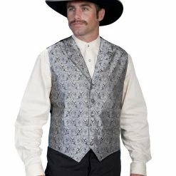 Scully Leather Company Men's Western Vest Collection: Rangewear Paisley Notched Lapels