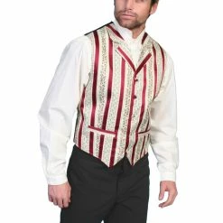 Scully Leather Company Men's Western Vest Collection: Rangewear Barbershop Stripe