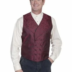 Scully Leather Company Men's Western Vest Collection: Rangewear Double Breasted Wide Lapels