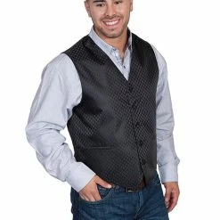 Scully Leather Company Men's Western Vest Collection: Rangewear Diamond Dot No Lapels