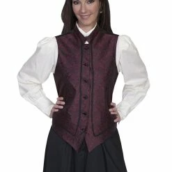 Scully Leather Company Ladies' Womens Old West Vest Collection: Rangewear Band Collar