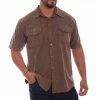 Scully Leather Company Men's Farthest Point Collection Shirt: Short Sleeve The Voyager Light Latte