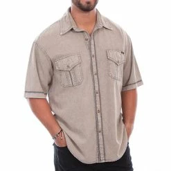 Scully Leather Company Men's Farthest Point Collection Shirt: Short Sleeve The Voyager Stone