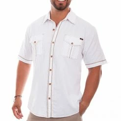 Scully Leather Company Men's Farthest Point Collection Shirt: Short Sleeve The Voyager White