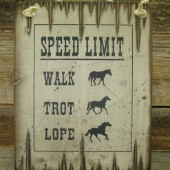 OutWest Shop Decor Wall Sign Barn: Horses Speed Limit, Walk, Trot, Lope