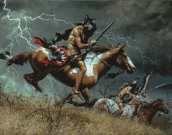 TXLC Custom Tile Western Art Tile: Artist Frank McCarthy "When Omens Turn Bad"
