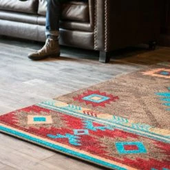 American Dakota Textiles Decor Voices Collection: Whiskey River Turquoise Area Rugs