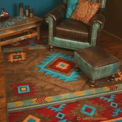 American Dakota Textiles Decor Voices Collection: Whiskey River Turquoise Area Rugs