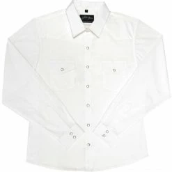 White Horse Apparel Ladies' Women's Western Shirt: White Horse Solid Broadcloth White