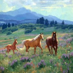 TXLC Custom Tile Western Art Tile: Artist Claire Goldrick "Wild In Bloom" Made In The USA For Home