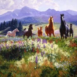 TXLC Custom Tile Western Art Tile: Artist Claire Goldrick "Wildfire Allure" Made In The USA For Home