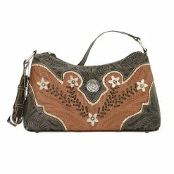 American West Handbags American West Handbag Desert Wildflower Collection: Leather Western Zip Top Shoulder Bag Ladies'