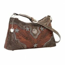 American West Handbags American West Handbag Desert Wildflower Collection: Leather Western Zip Top Shoulder Bag Ladies'