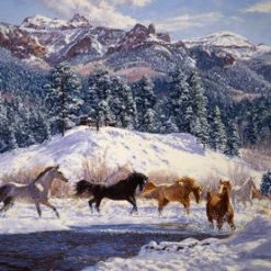 TXLC Custom Tile Western Art Tile: Artist Claire Goldrick "Winter Enchantment"