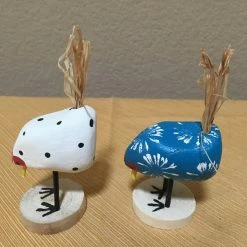 Edith Herbert John Folk Art Navajo Hand Carved XSmall Pecking Chickens Decor