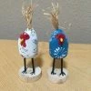 Edith Herbert John Decor Folk Art Navajo Hand Carved XSmall Standing Chickens