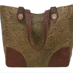 American West Handbags Ladies' American West Handbag Annie's Secret Collection: Leather Zip Top Tote, Western Tooled